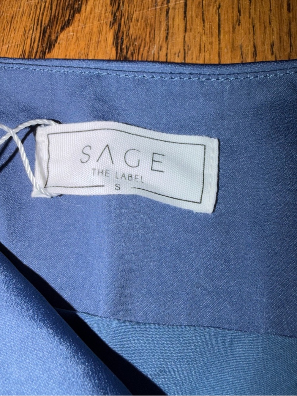 Sage Slate Blue Satin Flowy Midi Skirt NEW - Picture 6 of 8